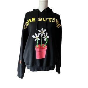 CONEY ISLAND PICNIC WOMENS PULLOVER BLACK OVERSIZED UNIQUE HOODIE SIZE MEDIUM